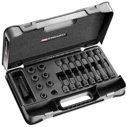 FACOM NSS.J23PB - Jeu de 23 douilles impact compactes 1/2" 6 pans mètriques
