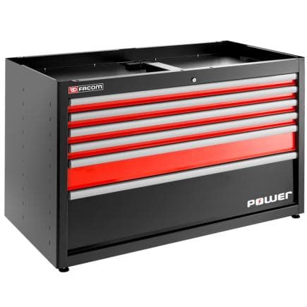 FACOM JLS3-MBDPOWER - Meuble bas double avec 6 tiroirs et 1 tiroir d'alimentation, rouge