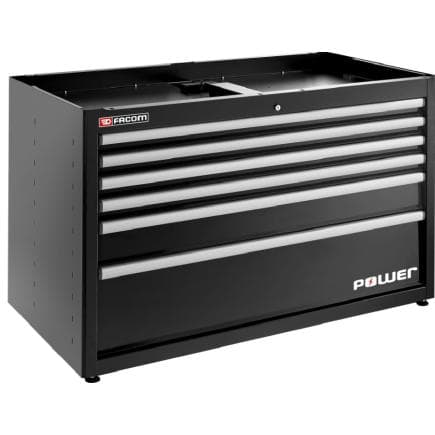 FACOM JLS3-MBDPOWERBS - Meuble bas double avec 6 tiroirs et 1 tiroir d'alimentation, noir