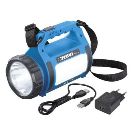 FERVI 0123 - Phare multifonction à LED rechargeable avec USB 300 lm