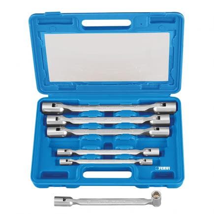 FERVI 0340S - Jeu de clés à douille à double articulation (6 pcs.)