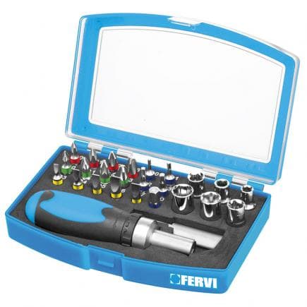FERVI 0403 - Jeu de douilles et inserts hexagonaux (26 pcs.)