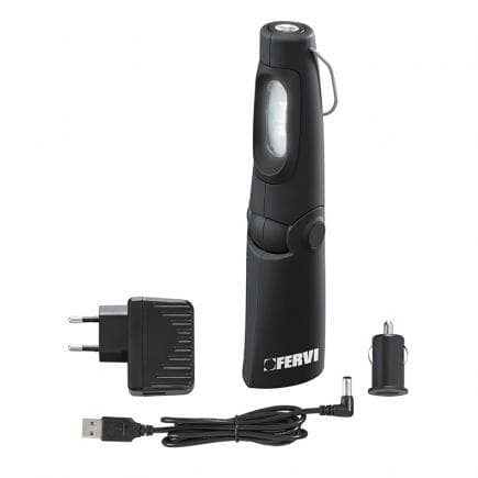FERVI 0889 - Lampe à led rechargeable magnétique avec batterie au lithium 3,7 V - 1100 mAh