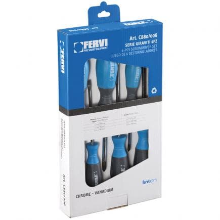 FERVI C880/006 - Jeu de tournevis chrome-vanadium (6 pcs.)