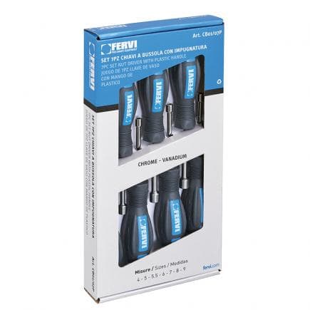 FERVI CB01/07P - Jeu de clés à douilles avec manche (7 pcs.)