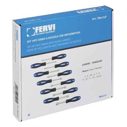 FERVI CB01/11P - Jeu de clés à douilles avec manche (11 pcs.)