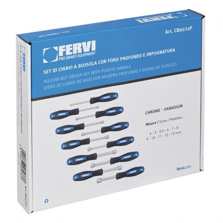 FERVI CB02/11P - Jeu de clés à douilles avec manche (11 pcs.)
