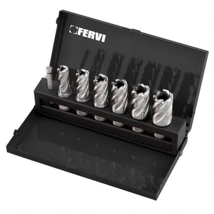 FERVI F011/6 - Jeu de forets à carotter avec tige Weldon (7 pcs.)
