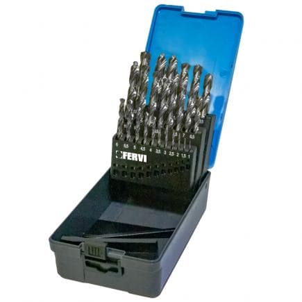 FERVI P023/25 - Jeu de forets hélicoïdaux cylindriques (25 pcs.)
