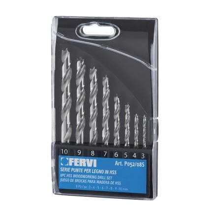 FERVI P052/08S - Jeu de forets hélicoïdaux pour le bois (8 pcs.)