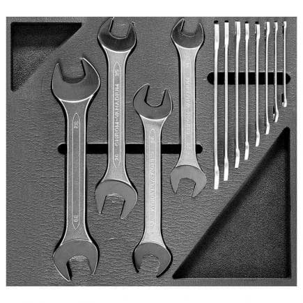 FERVI TM01/007 - Chrome-plated open end wrench set in foam tray (12 pcs.)