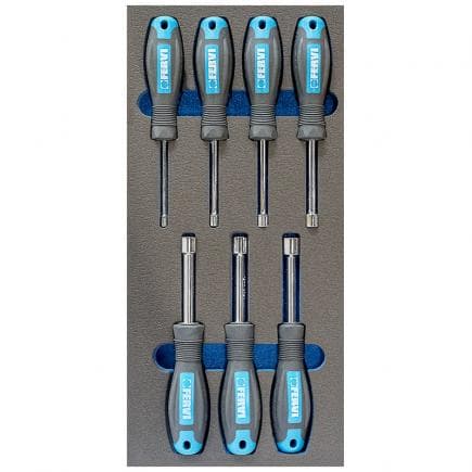 FERVI TM01/027 - Jeu de clés à douilles avec poignée thermoformée souple (7 pcs.)