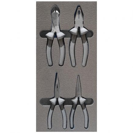 FERVI TM01/039 - Jeu de pinces mixtes chromées 180 mm en soft thermoformé (4 pcs.)