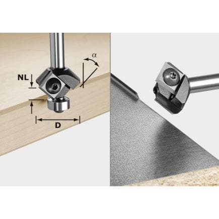 FESTOOL 499807 - Plaques réversibles pour fraise à chanfreiner S8 HW 45° D27 12x12 KL