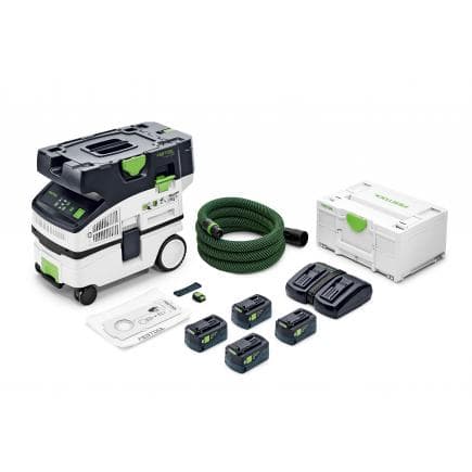 FESTOOL 577149 - Unité d'aspiration mobile sur batteries CTLC MINI I-Plus CLEANTEC avec 4 batteries et chargeur