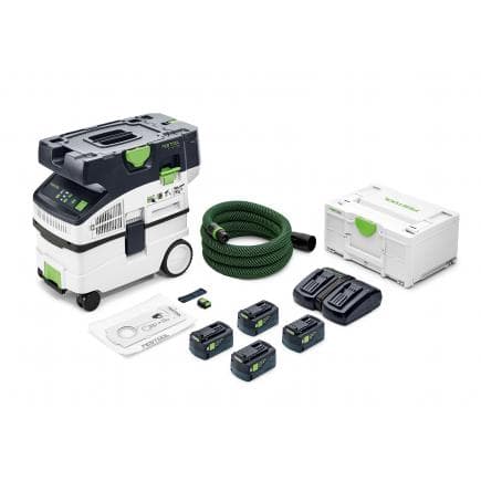 FESTOOL 577151 - Unité d'aspiration mobile sur batteries CTMC MIDI I-Plus CLEANTEC avec 4 batteries et chargeur