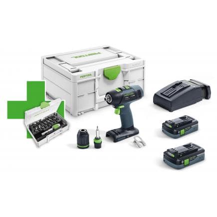 FESTOOL 577188 - Perceuse sans fil T 18+3 HPC 4.0 I-Plus Promo 21 avec 2 batteries et chargeur