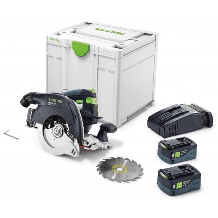 FESTOOL 576165 - Scie sans fil à capot oscillant HKC 55 5.2 EBI-Plus-SCA avec 2 batteries et chargeur