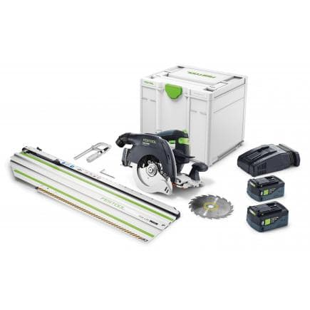 FESTOOL 576169 - Scie à capot oscillante sans fil HKC 55 5.2 EBI-Set-FSK 420 avec 2 batteries et chargeur