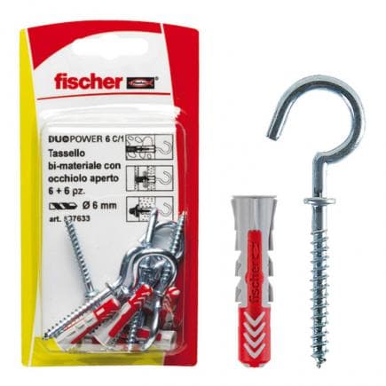 FISCHER 537633 - Cheville DUOPOWER K sous blister avec œillet ouvert