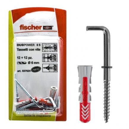 FISCHER 537631 - Cheville DUOPOWER K sous blister avec crochet moyen