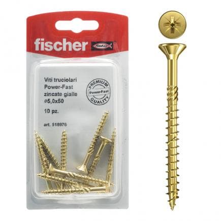 FISCHER 518965 - Pozidriv countersunk flat head yellow galvanized chipboard screw with partial thread FPF-SZ YZP K