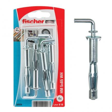 FISCHER 90925 - Cheville à cavité métallique pour plaque de plâtre à crochet à angle droit HM H
