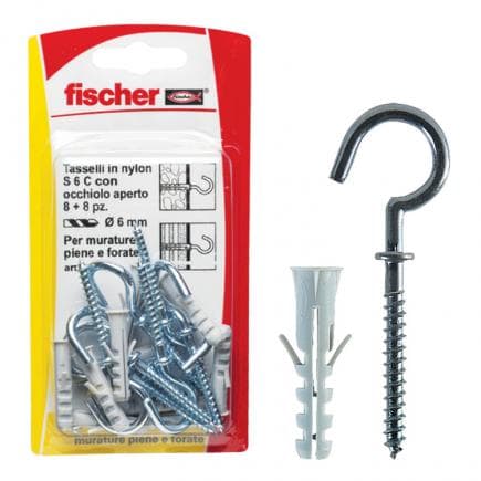 FISCHER 504431 - Cheville en nylon avec crochet moyen S 6 C/2 K