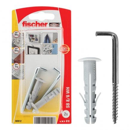 FISCHER 90912 - Cheville à expansion avec crochet à angle droit sous blister SB K