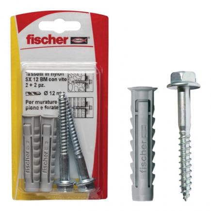 FISCHER 507242 - Cheville en nylon avec vis à tête hexagonale bridée sous blister SX BM K