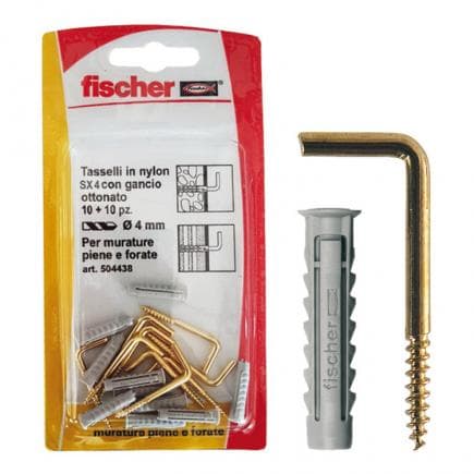 FISCHER 541978 - Cheville en nylon avec crochet argenté de suspension cadre sous blister SX 4 G K