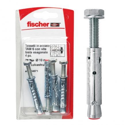 FISCHER 504571 - Cheville en acier avec vis à tête hexagonale sous blister TA M S K
