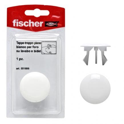 FISCHER 551886 - Bouchon de trop-plein blanc pour trou sur lavabos et bidets TTP K