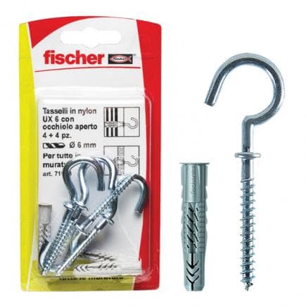 FISCHER 71910 - Cheville universelle en nylon avec œillet ouvert sous blister UX R K