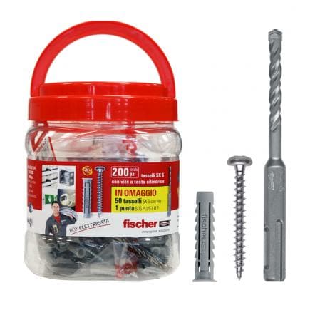 FISCHER 553114 - Chevilles à tête cylindrique en pot pour électriciens SX 6 SC