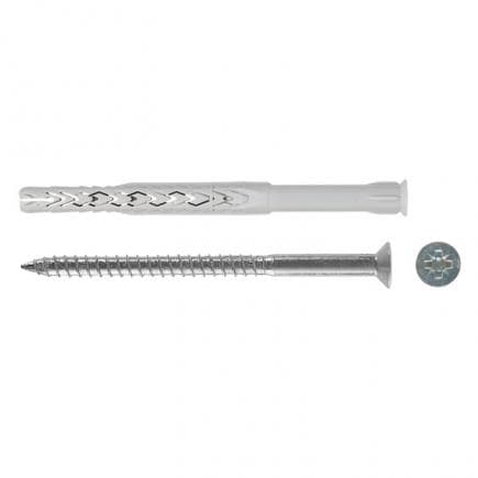 FISCHER 540213 - Cheville allongée en nylon avec vis à tête évasée plate Pozidriv en acier galvanisé SXRL WZ LS