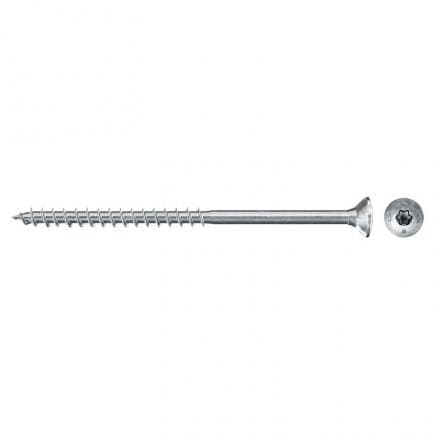 FISCHER 670108 - Vis à bois aggloméré galvanisée blanche Torx à tête évasée plate et filetage partiel FPF II CTP BC