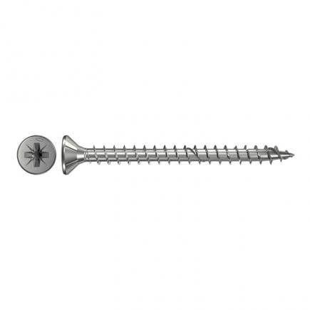 FISCHER 652005 - Pozidriv white galvanized chipboard screw with countersunk head and full thread FPF-SZ ZPF