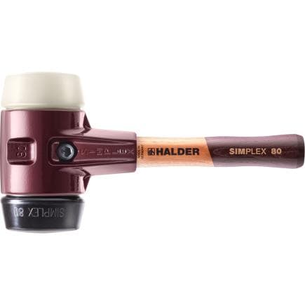 HALDER 3028.082 - Maillets SIMPLEX-Caoutchouc chargé/nylon avec boîtier en fonte malléable et manche en bois extra court de qualité