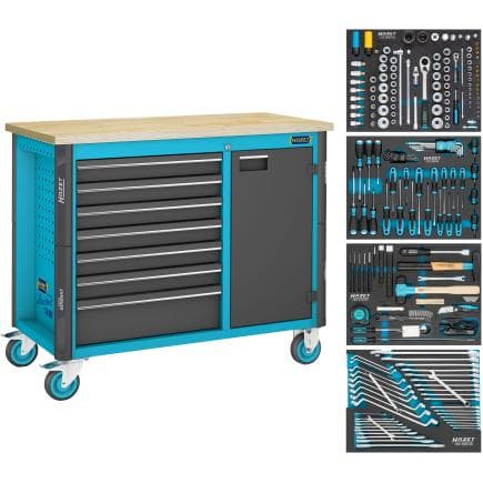HAZET 179NW-7/210 - Établi déplaçable servante d'atelier Assistent 179NW avec assortiment (210 pcs.)