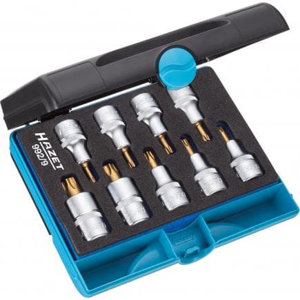HAZET 992/9 - Jeu d'embouts de clé à douilles TORX® courts avec adaptateur carré intérieur 1/2" (9 pcs.)