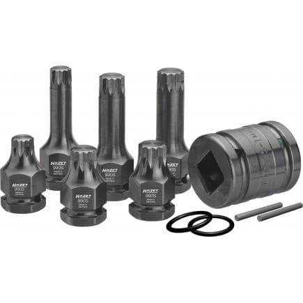 HAZET 990S/11 - Jeu d'embouts de clé à douilles polygonaux XZN courts et longs avec adaptateur carré intérieur 1/2" (11 pcs.)