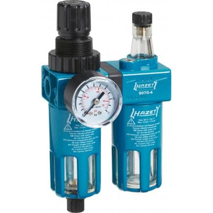 HAZET 9070-4 - Filre réducteur de pression, lubrificateur d'huile et manomètre pour outils pneumatiques