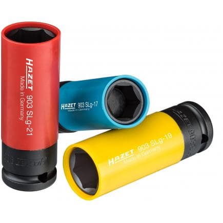 HAZET 903SPC/3 - Jeu d'embouts de clé à douilles à chocs hexagonalaux longs avec adaptateur carré intérieur 1/2" avec profil de traction pour le...