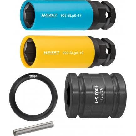HAZET 903SLG6/5 - Jeu d'embouts de clé à douilles à chocs hexagonaux longs avec adaptateur carré intérieur 1/2" avec profil de traction pour le...