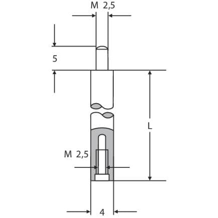 HELIOS PREISSER 0710115 - Rallonge pour comparateur ø4 mm