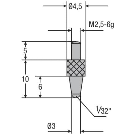 HELIOS PREISSER 0710193 - Touche M2,5 à bille 1/32"