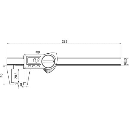 HELIOS PREISSER 1326908 - Pied à coulisse de poche digital IP 67 avec becs intérieurs 150 mm