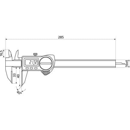 HELIOS PREISSER 1326912 - Pied à coulisse de poche de traçage digital IP 67 becs recouverts d'une couche en carbure 200x40/33mm