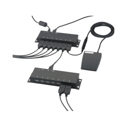 HELIOS PREISSER 1998730 - USB Hub 7 entrées, câble USB pour PC et bloc secteur